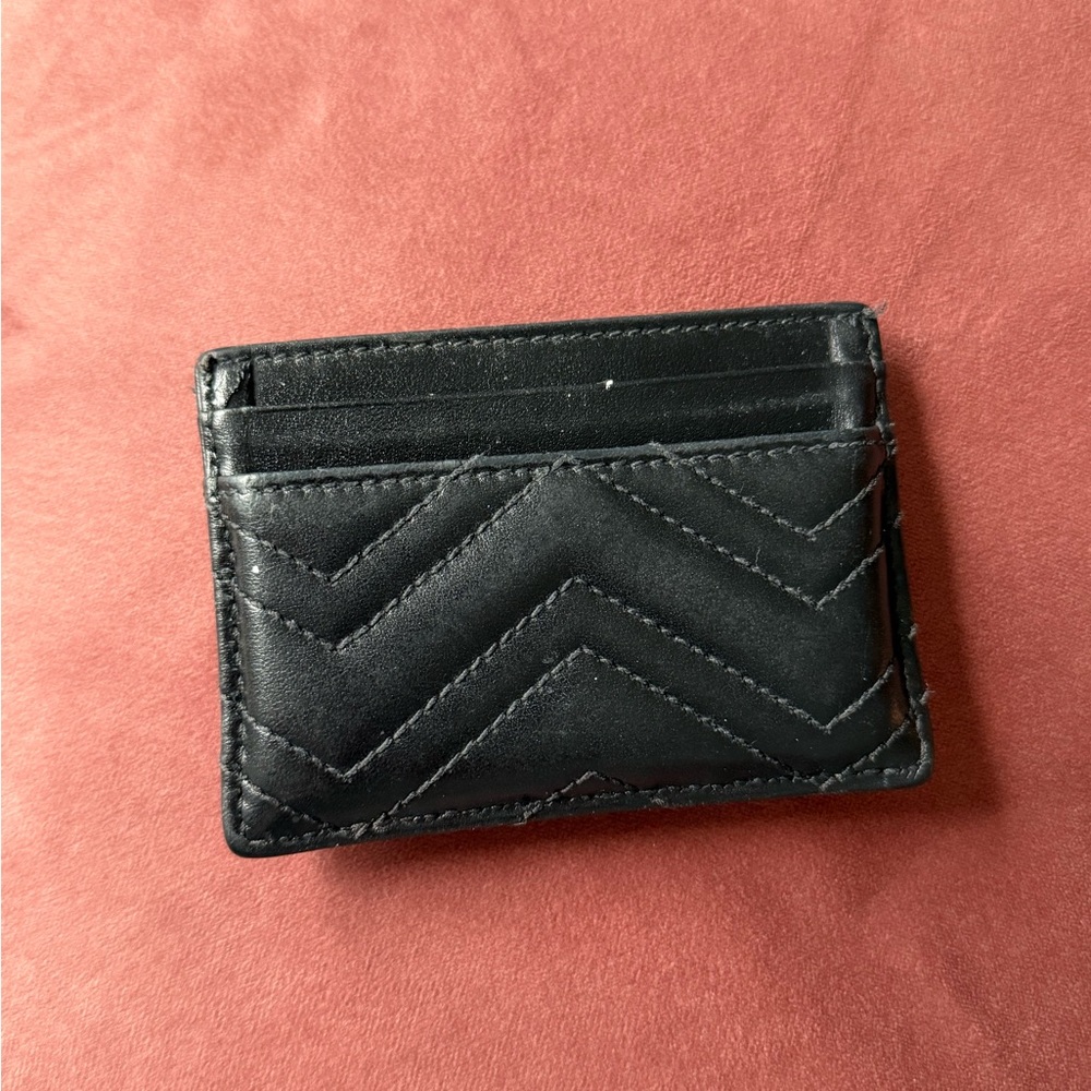 Gucci Black Leather Card Holder with Gold Logo - Picture 4 of 4